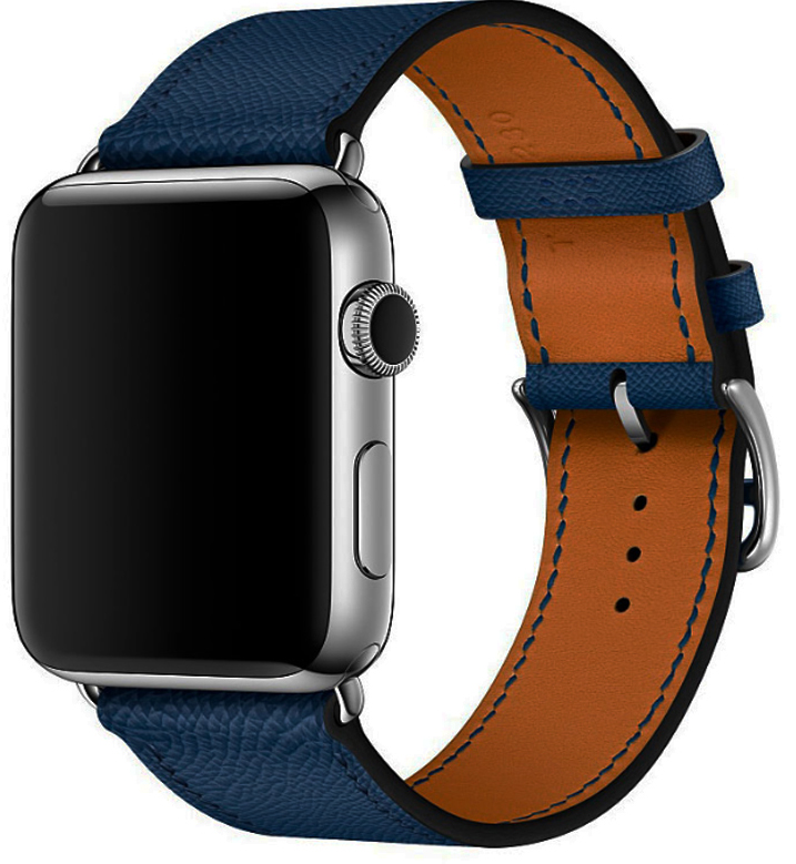Ремешок кожаный Apple Watch 42/44 мм Genuine темно-синий в Тюмени